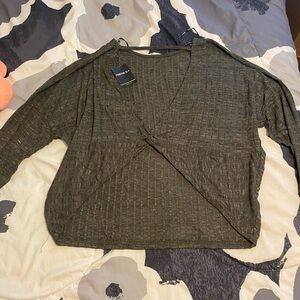 Forever 21 Olive Green Knotted Sweater Top